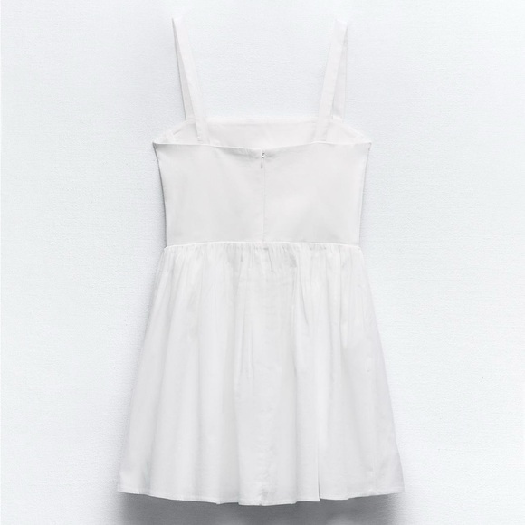 ZARA VOLUMINOUS SKIRT DRESS MINI WHITE ECRU DROP WAIST SMALL XS 5107/311 - Picture 7 of 9